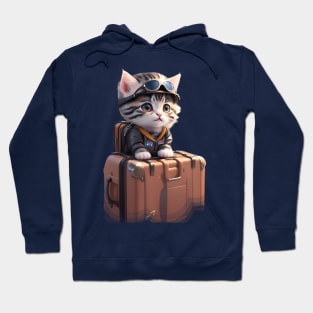 Cute pilot cat at the airport Hoodie